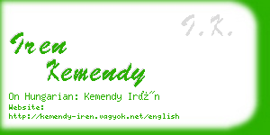 iren kemendy business card